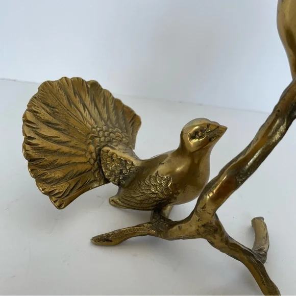 Vintage brass birds on a branch - Picture 4 of 4